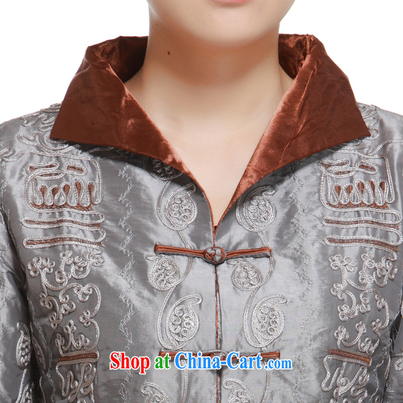 2015 spring new cross tie-clip Chinese, short T-shirt, for cultivating jacket slim Li know QN 2881 gray XXXL, slim Li (Q . LIZHI), online shopping