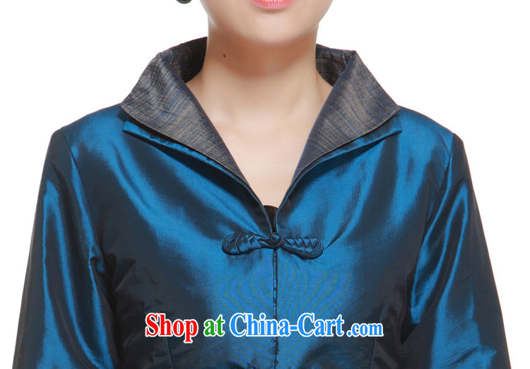 2014 new Chinese, Ms. 3 piece snap-up collar Solid Color damask shirt slim Li blue XXXL pictures, price, brand platters! Elections are good character, the national distribution, so why buy now enjoy more preferential! Health