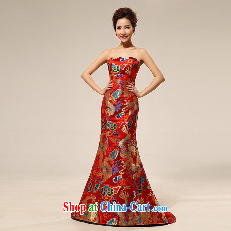 Taiwan's population 2013 new wedding dresses long robe dress up show the bride with long XS 1926 red XXL