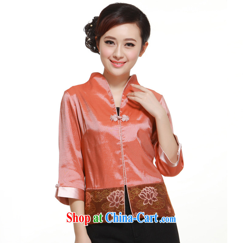 2015 new stylish and improved cultivation one piece snap-tang with T-shirt, small dress jacket slim li know QN 3161 orange XXXL