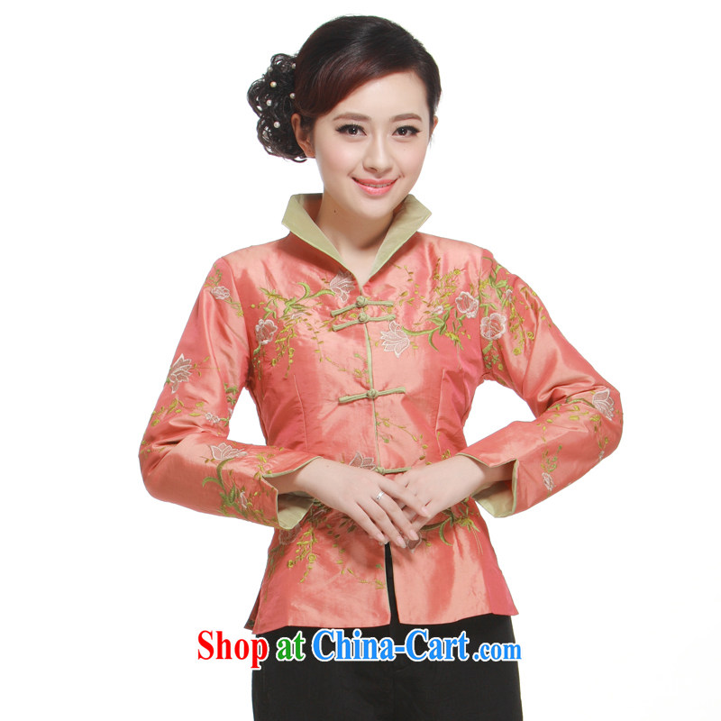 2014 new stylish improved embroidery Chinese jacket, Ms. Wang tie 2-color the jacket slim li know QN 2952 orange XXXL