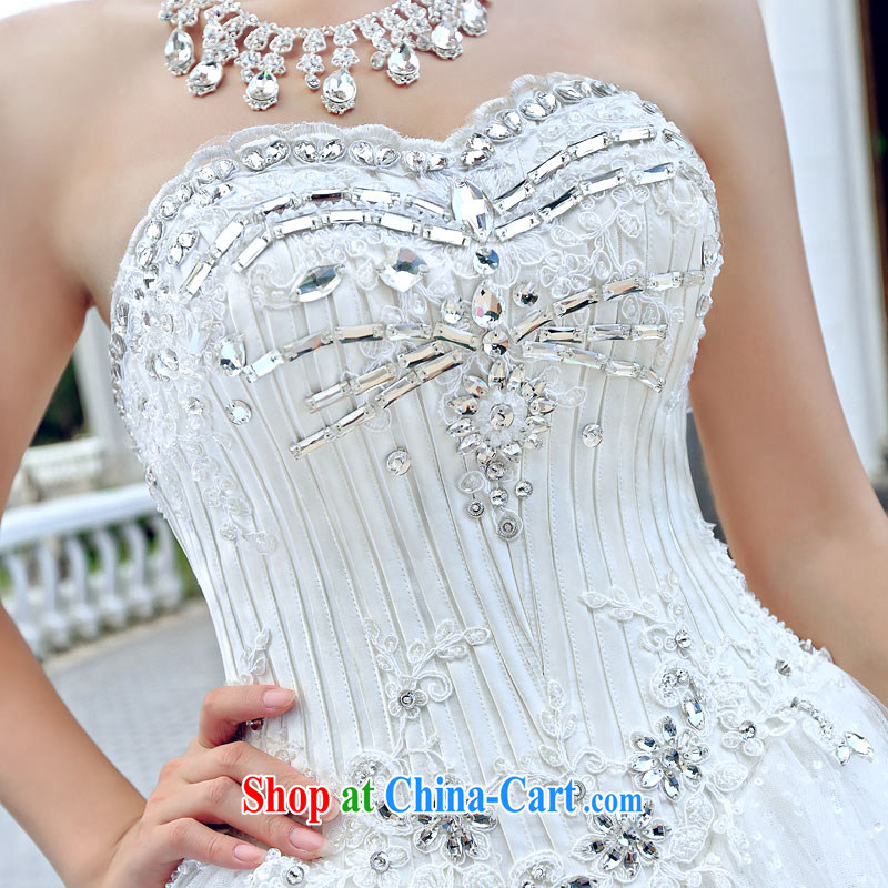 The bride's wedding dresses new Korean Princess Deluxe wipe chest long-tail wedding A 997 white L, the bride, shopping on the Internet