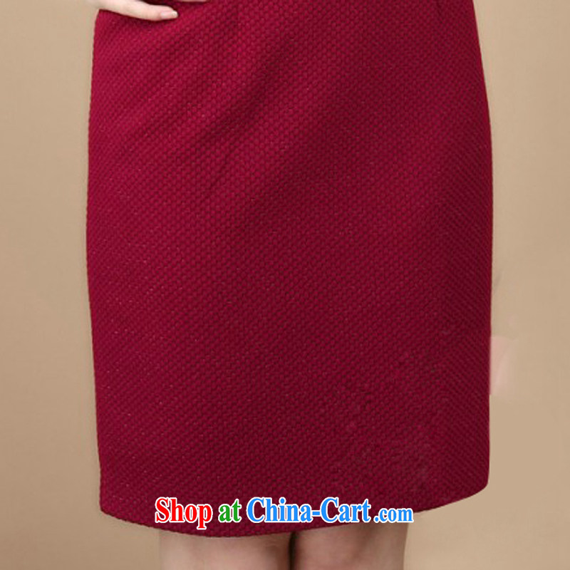 Slim li know 2015 spring new OL commuter retro elegant qipao 7 sub-sleeve dresses D 82 a large number 003 QW R wine red L, slim Li (Q . LIZHI), shopping on the Internet