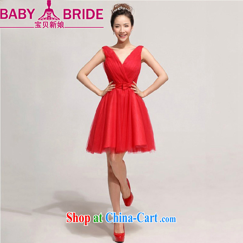 Baby bridal new 2014 marriage short dresses in Europe the evening dress Red White bridal red waist 2 feet