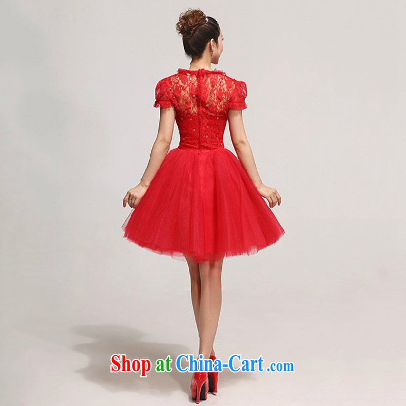Baby bridal wedding dress red lace short, serving toast bridesmaid wedding evening gown red waist 2 feet 4, my dear Bride (BABY BPIDEB), online shopping