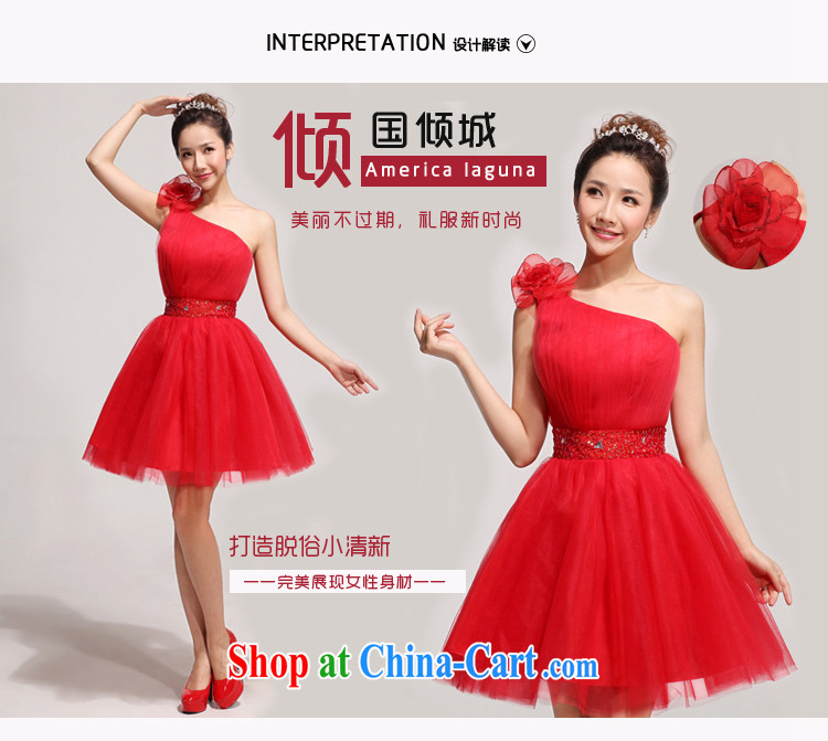 Baby bridal 2014 new bride toast serving the shoulder short bridesmaid dress Korean single shoulder flowers wedding dresses red waist 2 feet 4 pictures, price, brand platters! Elections are good character, the national distribution, so why buy now enjoy more preferential! Health
