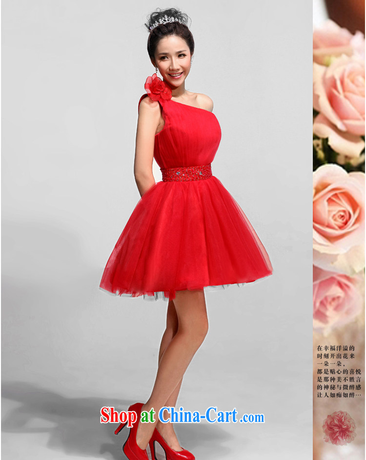 Baby bridal 2014 new bride toast serving the shoulder short bridesmaid dress Korean single shoulder flowers wedding dresses red waist 2 feet 4 pictures, price, brand platters! Elections are good character, the national distribution, so why buy now enjoy more preferential! Health