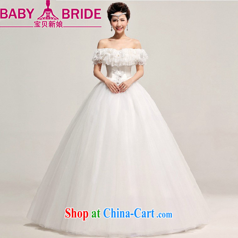 Baby bridal wedding dresses Korean tie-brides field shoulder wedding dresses with large code wedding marriage Wedding Video thin white XXL