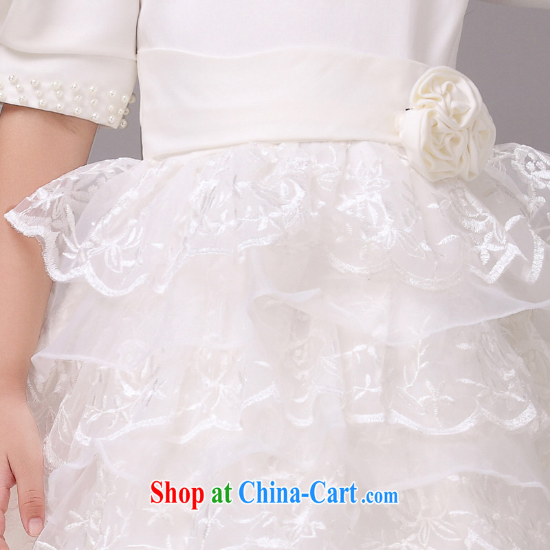 MSLover short-sleeved lace shaggy skirts girls Princess dress children dance stage dress wedding dress flower girl dress 8820 white 4, name, Elizabeth (MSLOVER), online shopping