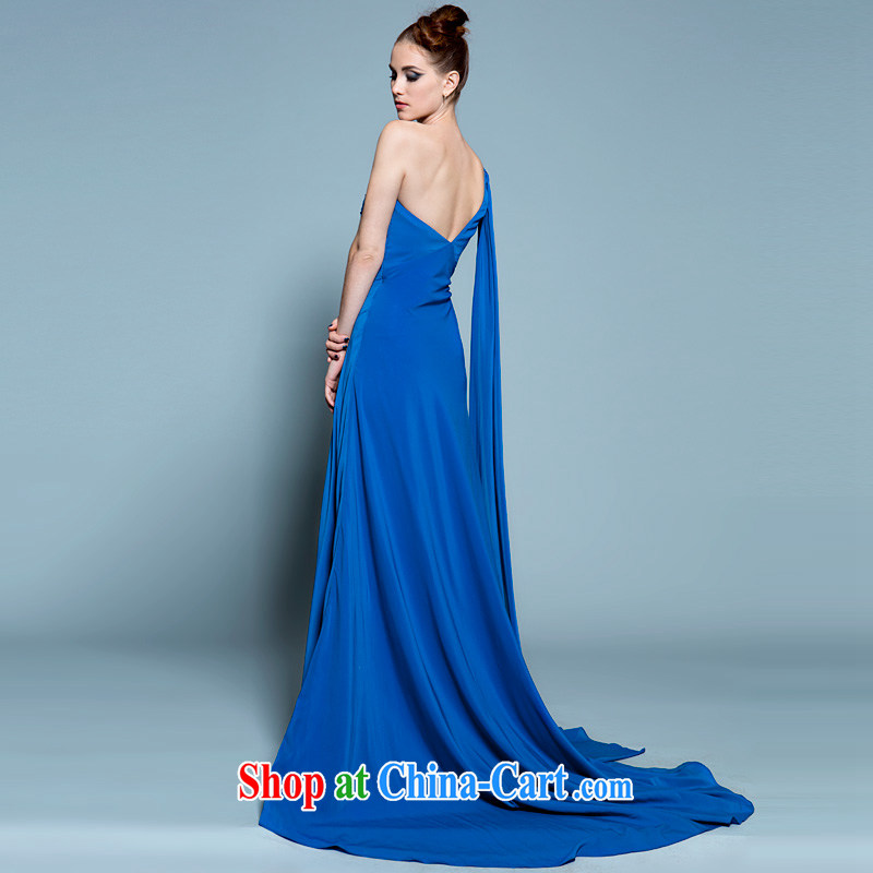 A lifetime by 2015 new, long blue dress, snow-woven a shoulder Performance Serving dinner theater moderator dress 20250201 blue XXL code 15 days pre-sale, a yarn, shopping on the Internet