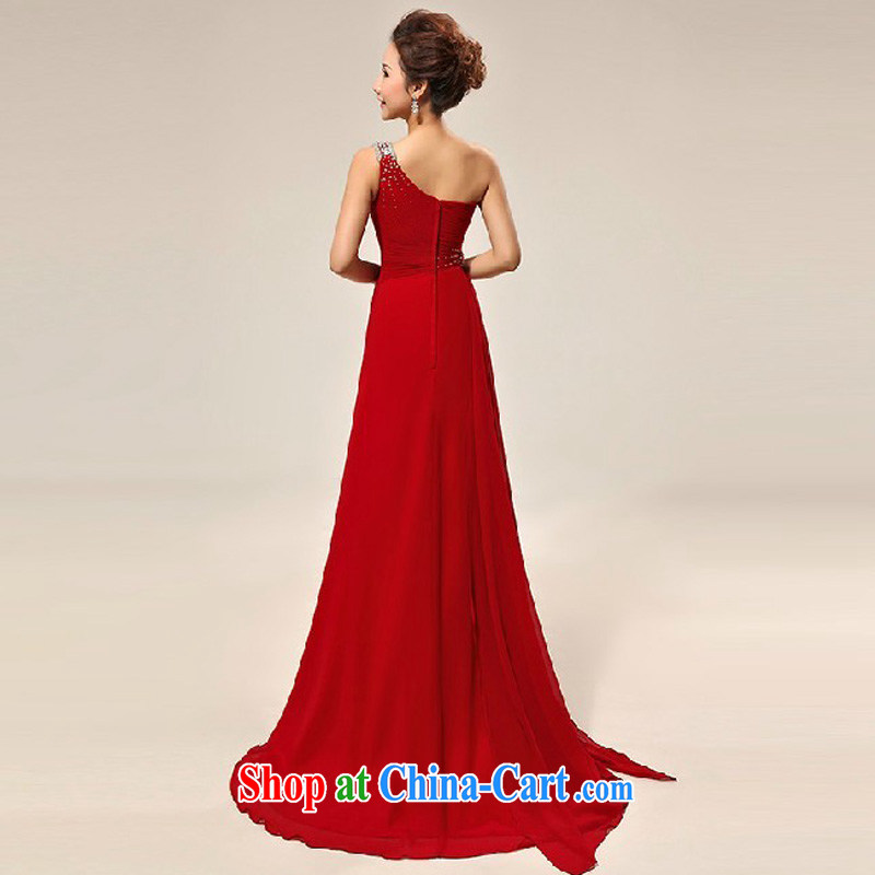 Baby bridal bridal red dress, long marriage and stylish single shoulder small dress bridal wedding toast serving small-tail red toast serving wine red XXL, my dear Bride (BABY BPIDEB), online shopping