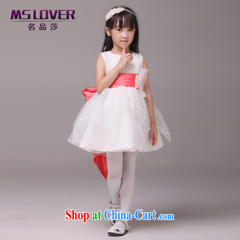 The MSLover bowtie shaggy skirts girls Princess dress children dance stage dress wedding dress flower girl dress 9085 melon red 4