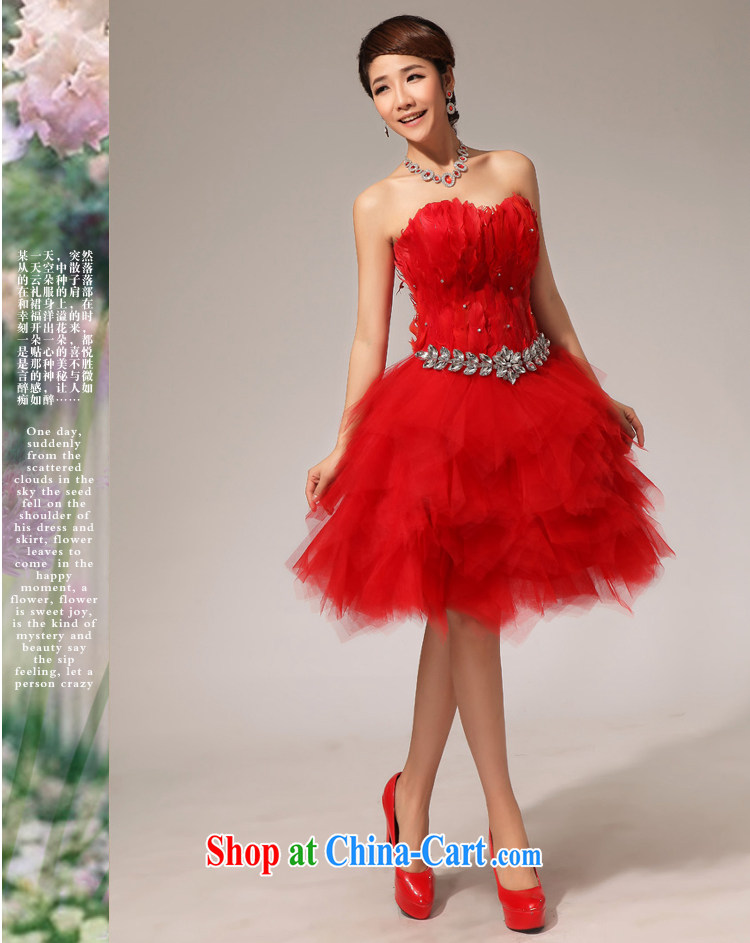 Baby bridal wedding dresses red sister dress feather small skirts bare chest bridesmaid dresses small short skirt is tied with short, feather sister small skirts red XXL pictures, price, brand platters! Elections are good character, the national distribution, so why buy now enjoy more preferential! Health