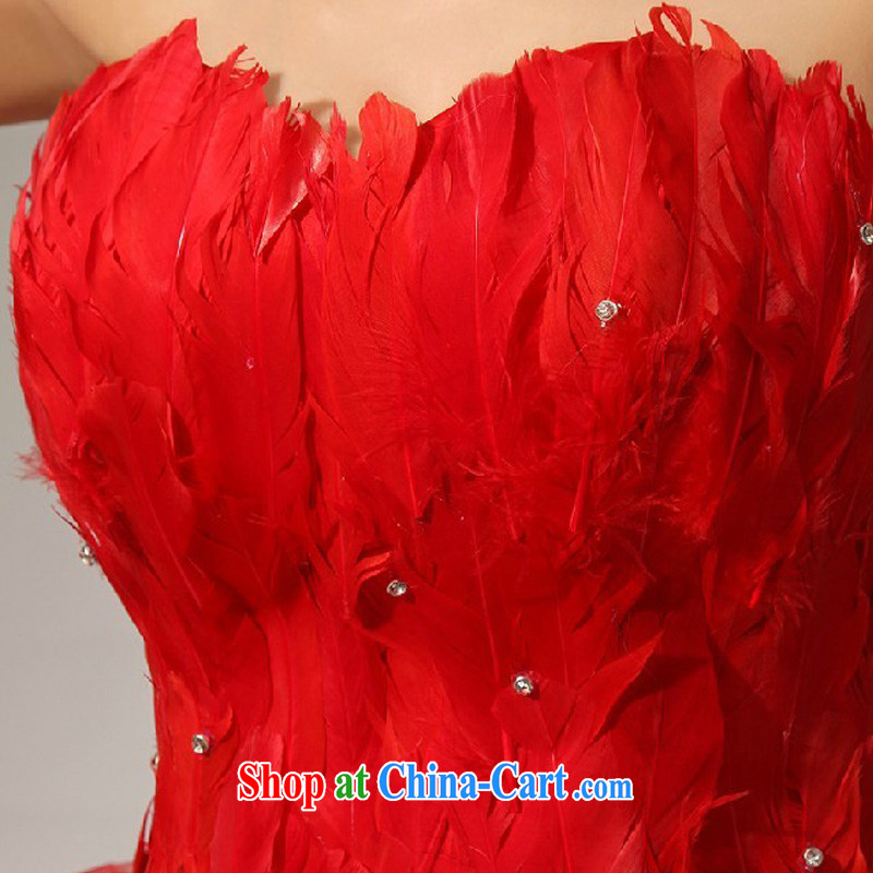 Baby bridal wedding dresses red sister dress feather small skirts bare chest bridesmaid dresses small short skirt is tied with short, feather sister small skirts red XXL, my dear bride (BABY BPIDEB), online shopping