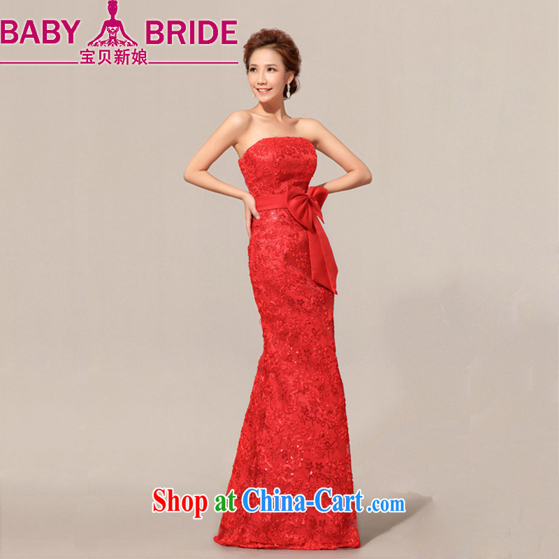 Baby bridal 2014 new dress bridal wedding wedding lace flowers toast wiped his chest dress red XXL