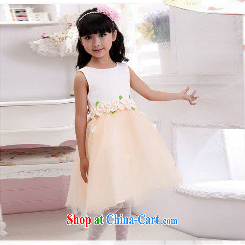 Taiwan's 2014 children's new Birthday Concert dress flower child dresses wedding dresses show shaggy skirts XS 2166 champagne color 12, there is a, and shopping on the Internet