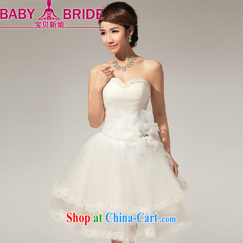 Baby bridal 2013 Korean wedding dresses bare chest V collar inserts drill manual lace lace shaggy small dress skirt white. Do not return_size please leave a message