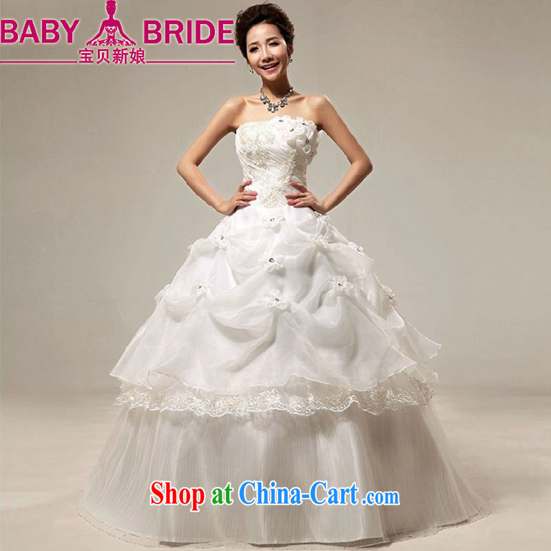 Baby bridal wedding dresses Korean Korean sweet water drilling flowers erase chest strap with marriages wedding white. Do not return - size please leave a message