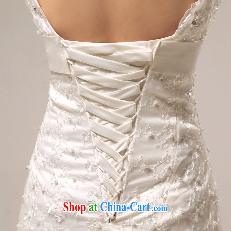 Baby bridal wedding dresses Deep V double-shoulder lace sweet-waist crowsfoot small tail marriages wedding dresses white M, my dear Bride (BABY BPIDEB), online shopping