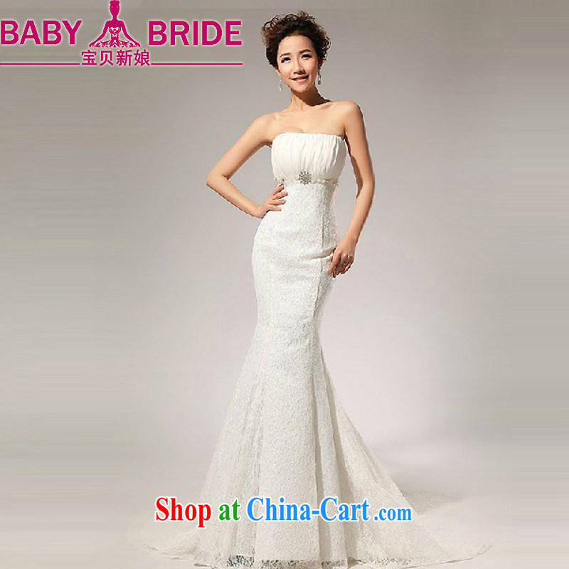 Baby bridal 2014 new sweet lace-up waist crowsfoot Beauty Chest bare small tail bridal wedding dresses long skirt white S