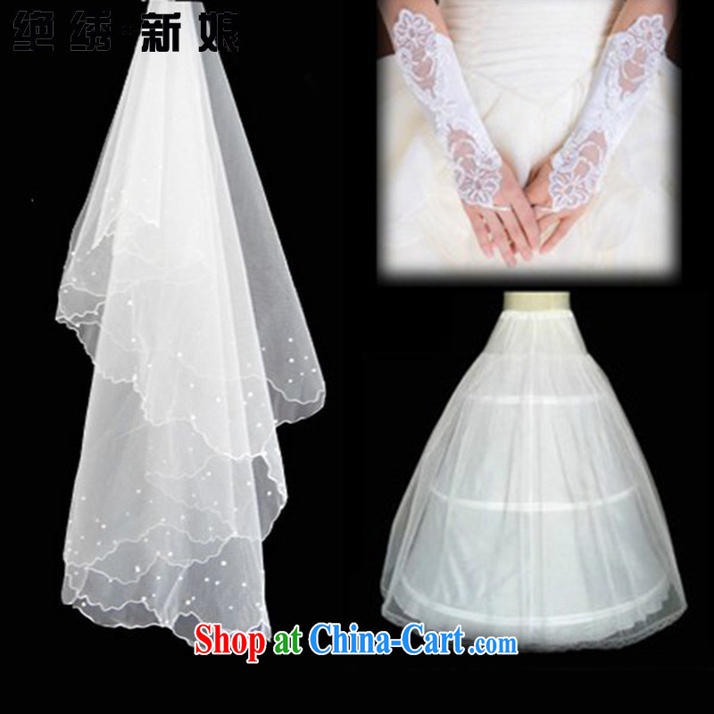 There is embroidery bridal upscale wedding dresses accessories Combo Package and yarn + skirt stays + gloves white and it is absolutely not a bride, shopping on the Internet