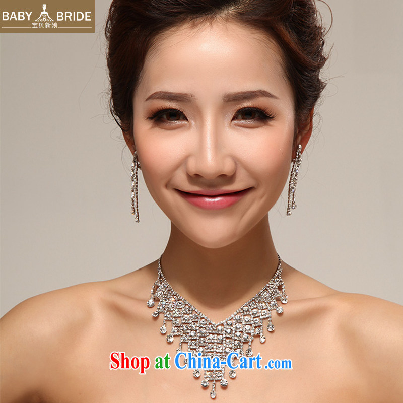 Baby bridal bridal jewelry necklace bridal necklace earrings Set Korean-style water drilling bridal wedding jewelry jewelry 33