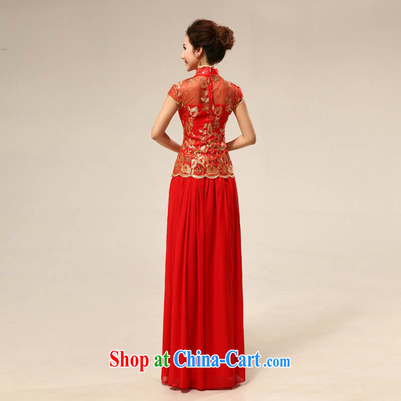 MSLover New Red dresses wedding dresses wedding dresses bridal long lace bows clothing qipao QLF 130,818 red L (waist 2.2 feet), and Elizabeth (MSLOVER), online shopping