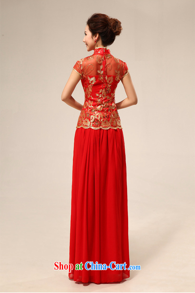 MSLover New Red dresses wedding dresses wedding dresses bridal long lace bows clothing qipao QLF 130,818 red L (waist 2.2 feet) pictures, price, brand platters! Elections are good character, the national distribution, so why buy now enjoy more preferential! Health