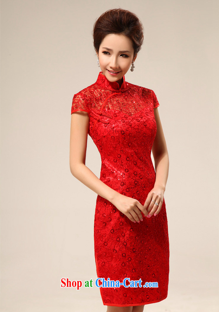 MSLover New Red dresses wedding dresses wedding dresses bridal short lace bows clothing qipao QLF 130,819 red XL (waist 2 feet 3) pictures, price, brand platters! Elections are good character, the national distribution, so why buy now enjoy more preferential! Health