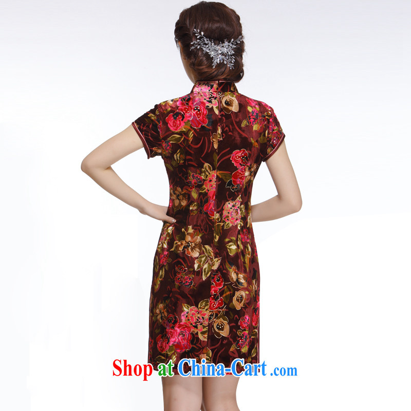 Slim li know Ms. 2015 really wool-'s short dresses retro improved stylish short-sleeve QR 315 wine red XXL, slim Li (Q . LIZHI), shopping on the Internet