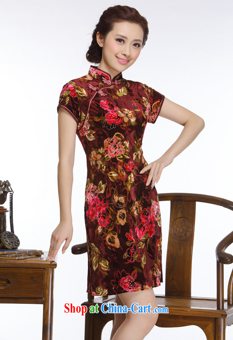 Slim li know Ms. 2015 really wool-'s short dresses retro improved stylish short-sleeve QR 315 wine red XXL pictures, price, brand platters! Elections are good character, the national distribution, so why buy now enjoy more preferential! Health