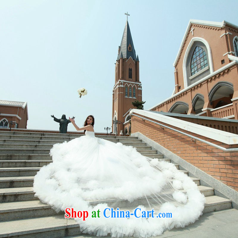 Diane M Qi 2014 new bridal wedding dresses Korean Princess manually staple Pearl Deluxe Multi-level large-tail wiped his chest graphics thin strap white. Do not return - size please leave a message