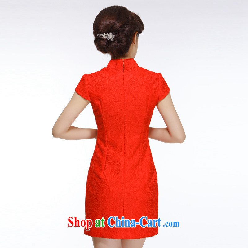 Slim li know 2015 spring new European root yarn parquet drill red cheongsam dress upscale sophisticated Chinese brides replace QW 010 red XXL, slim Li (Q . LIZHI), online shopping
