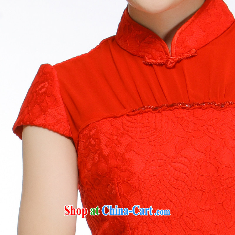 Slim li know 2015 spring new European root yarn parquet drill red cheongsam dress upscale sophisticated Chinese brides replace QW 010 red XXL, slim Li (Q . LIZHI), online shopping