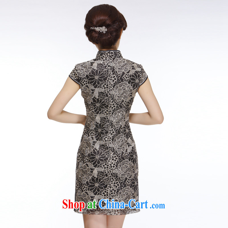 Slim li know 2015 new Ladies black lace Openwork improved stylish beauty and elegant embroidery cheongsam QR 310 black XXL, slim Li (Q . LIZHI), online shopping