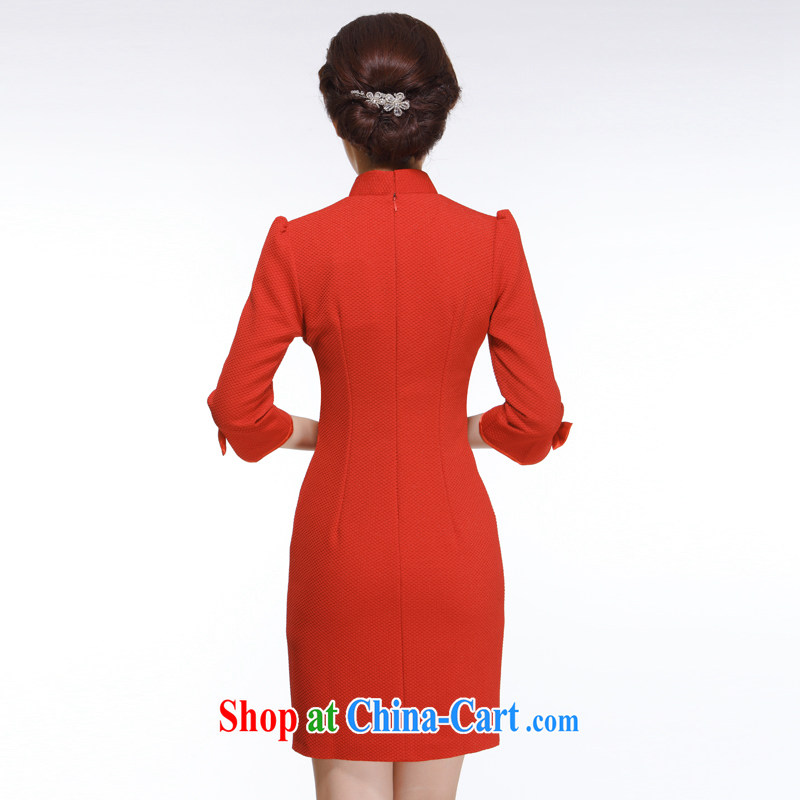 Slim li know spring 2015 new OL commuter retro elegant qipao 7 cuff dress D 82 large code 003 QW R Red XXXL, slim Li (Q . LIZHI), and, on-line shopping