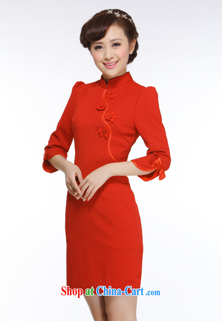 Slim li know spring 2015 new OL commuter retro elegant qipao 7 cuff dress D 82 large code 003 QW R Red XXXL pictures, price, brand platters! Elections are good character, the national distribution, so why buy now enjoy more preferential! Health