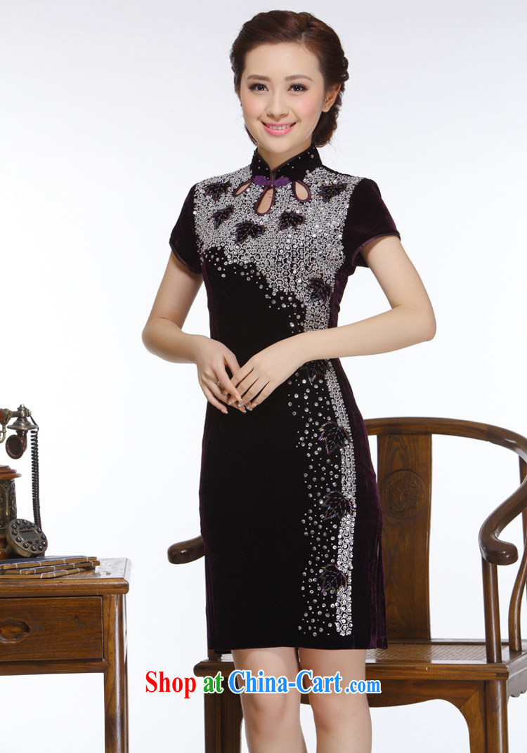 Slim li know 2015 new, chest of staple manually Pearl retro improved stylish and elegant short cheongsam QT 151 purple XXL pictures, price, brand platters! Elections are good character, the national distribution, so why buy now enjoy more preferential! Health
