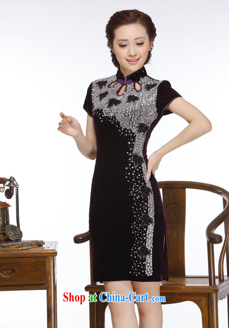 Slim li know 2015 new, chest of staple manually Pearl retro improved stylish and elegant short cheongsam QT 151 purple XXL pictures, price, brand platters! Elections are good character, the national distribution, so why buy now enjoy more preferential! Health