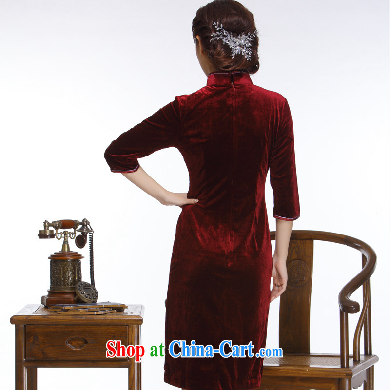Slim li know 2015 new, improved retro style beauty staple manually Pearl pipa short cheongsam QR 322 wine red XXL, slim Li (Q . LIZHI), online shopping