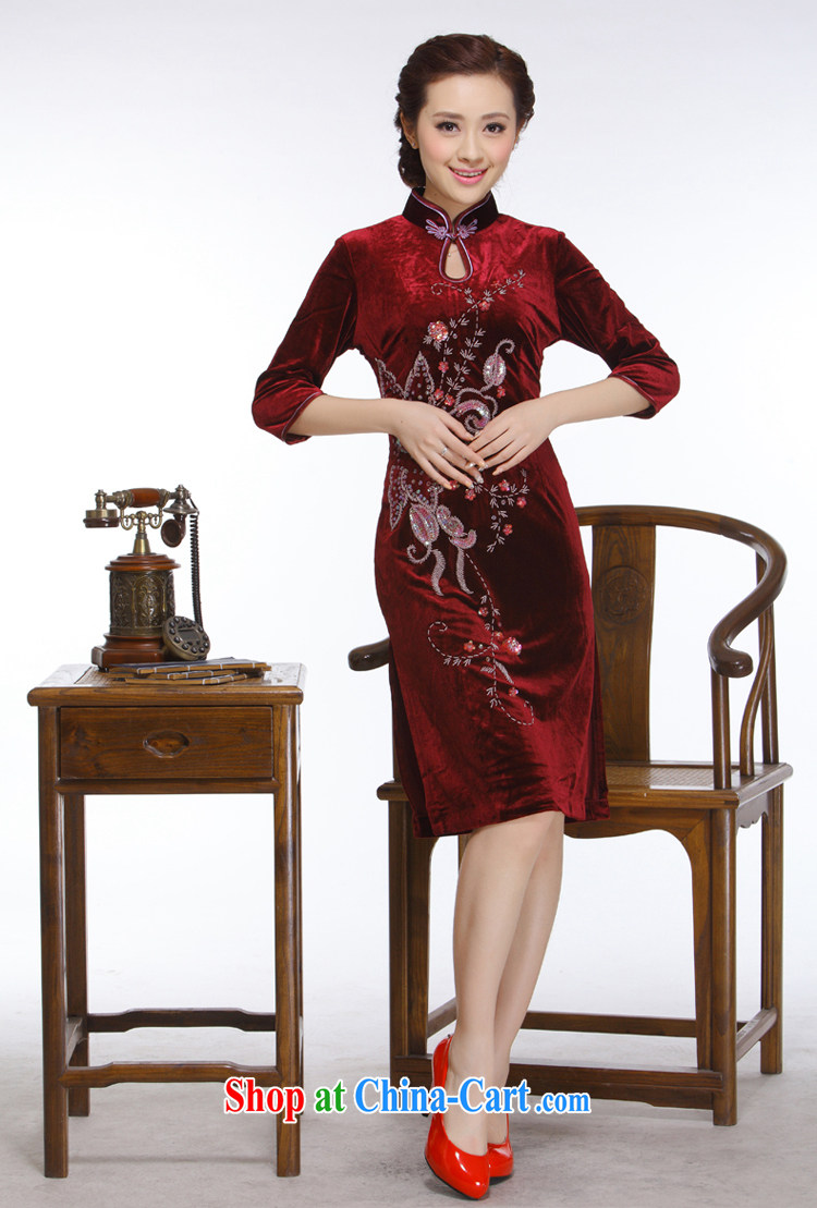 Slim li know 2015 new, improved retro style beauty staple manually Pearl pipa short cheongsam QR 322 wine red XXL pictures, price, brand platters! Elections are good character, the national distribution, so why buy now enjoy more preferential! Health