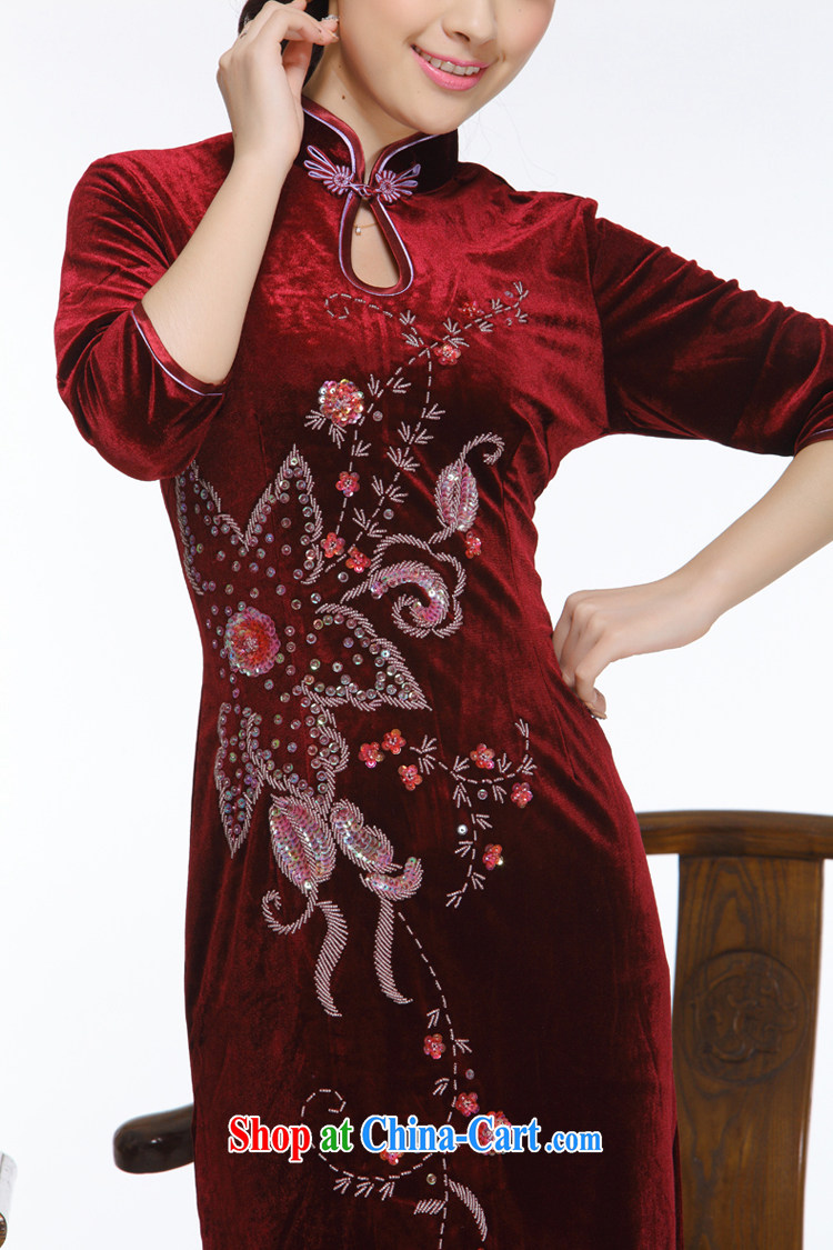 Slim li know 2015 new, improved retro style beauty staple manually Pearl pipa short cheongsam QR 322 wine red XXL pictures, price, brand platters! Elections are good character, the national distribution, so why buy now enjoy more preferential! Health