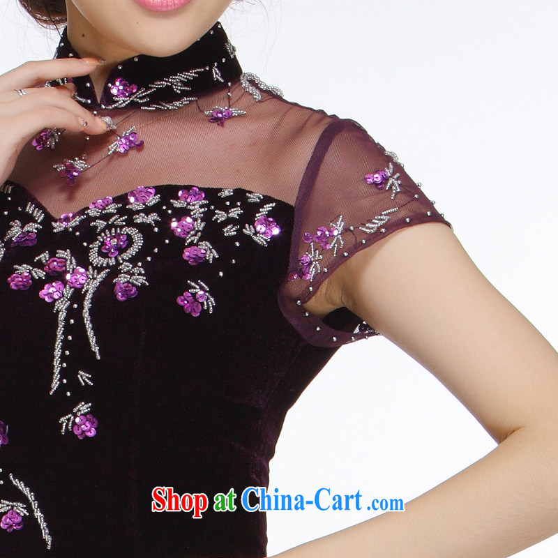 Slim li know 2014 new, improved stylish and elegant nails Pearl Openwork long, really plush robes QR 327 purple XXL, slim Li (Q . LIZHI), online shopping