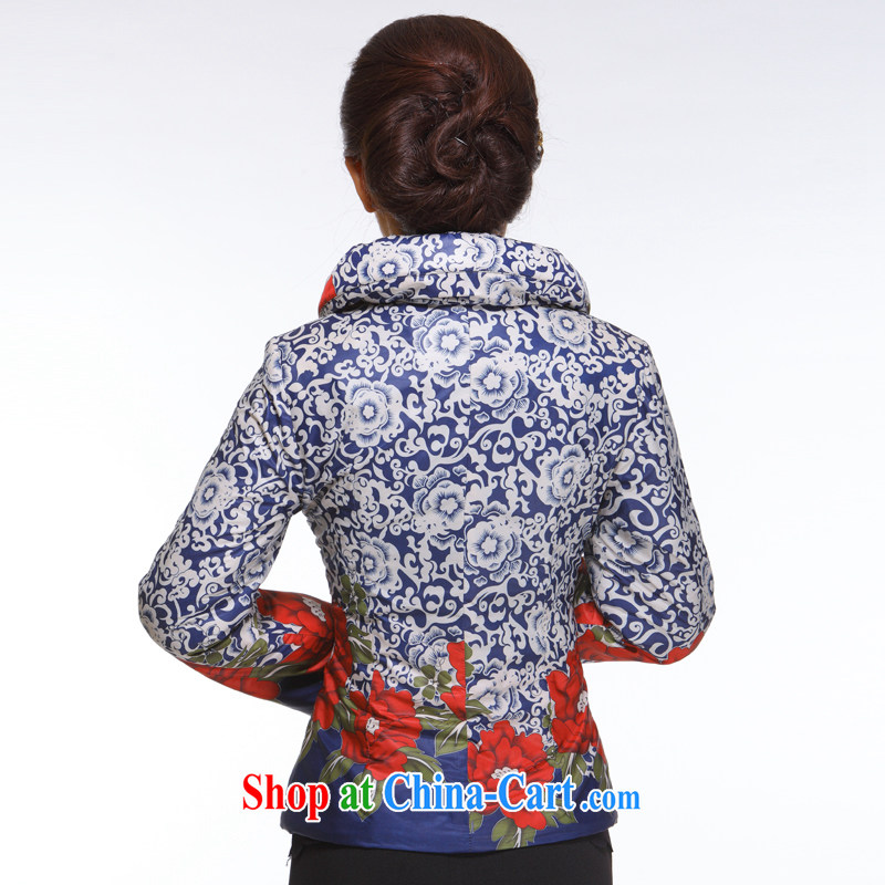 Slim li know 2013 autumn and winter new female Chinese improved stylish 2-color into the basket, turn the collar quilted coat jacket QB - 001 blue XXXL, slim Li (Q . LIZHI), shopping on the Internet