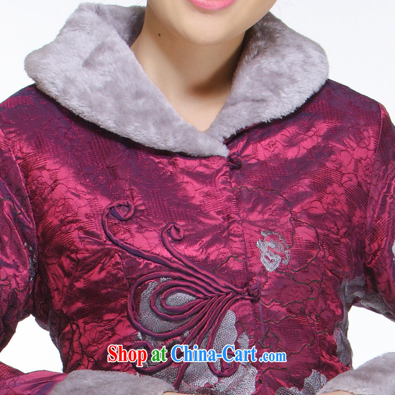 Slim li know 2013 autumn and winter, new, Ms. Tang with retro improved stylish Purple Hair collar quilted coat jacket CN 3051 aubergine XXXXL, slim Li (Q . LIZHI), online shopping