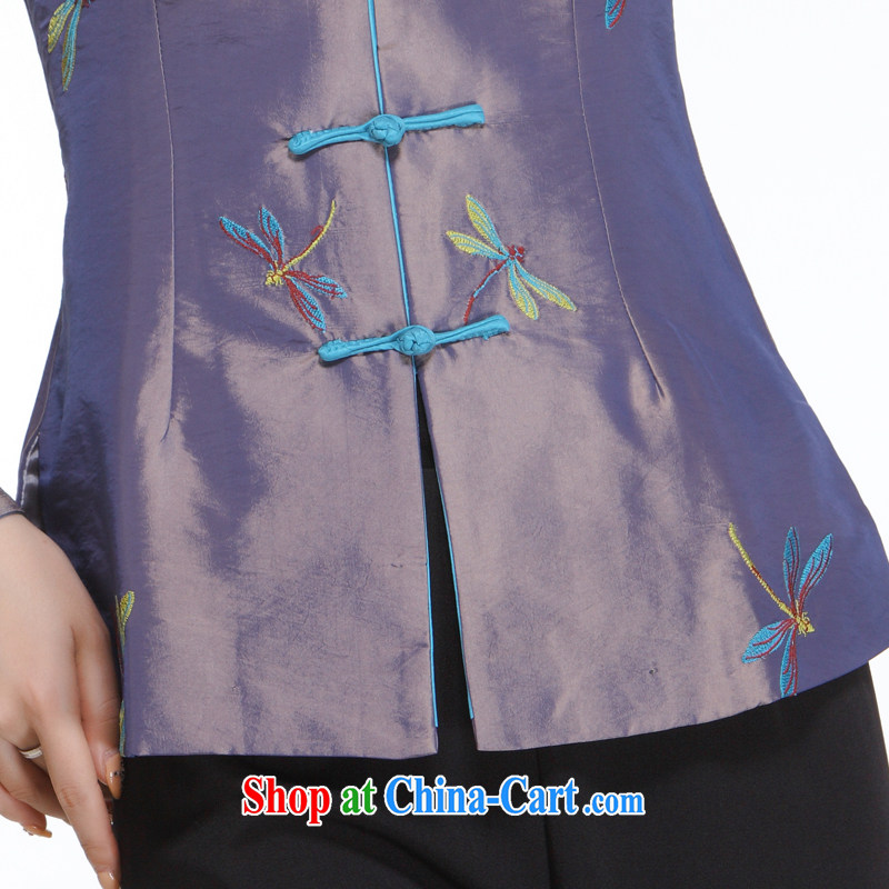 Slim li know 2014 new, Retro improved stylish and elegant purple Dragonfly Chinese T-shirt jacket QN 012 Dragonfly T-shirt XXXL, slim Li (Q . LIZHI), shopping on the Internet