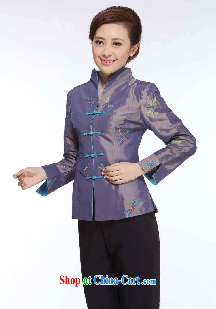 Slim li know 2014 new, Retro improved stylish and elegant purple Dragonfly Chinese T-shirt jacket QN 012 Dragonfly shirt XXXL pictures, price, brand platters! Elections are good character, the national distribution, so why buy now enjoy more preferential! Health