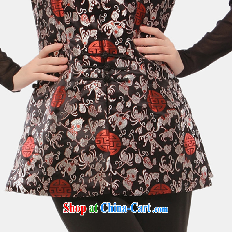 Slim li know 2015 spring loaded Tang T-shirt female Ma 甲士 Chinese long quilted vests and improved cheongsam Ma folder coin a coin 34 black vest XXXL, slim Li (Q . LIZHI), online shopping