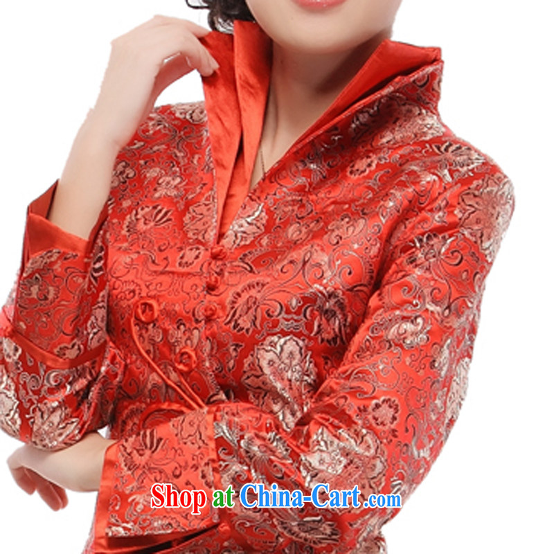 The slim li know as soon as possible brocade coverlets standard Chinese, Spring Loaded T-shirt Chinese long-sleeved dress jacket 2015 QR 54 red S, slim Li (Q . LIZHI), online shopping