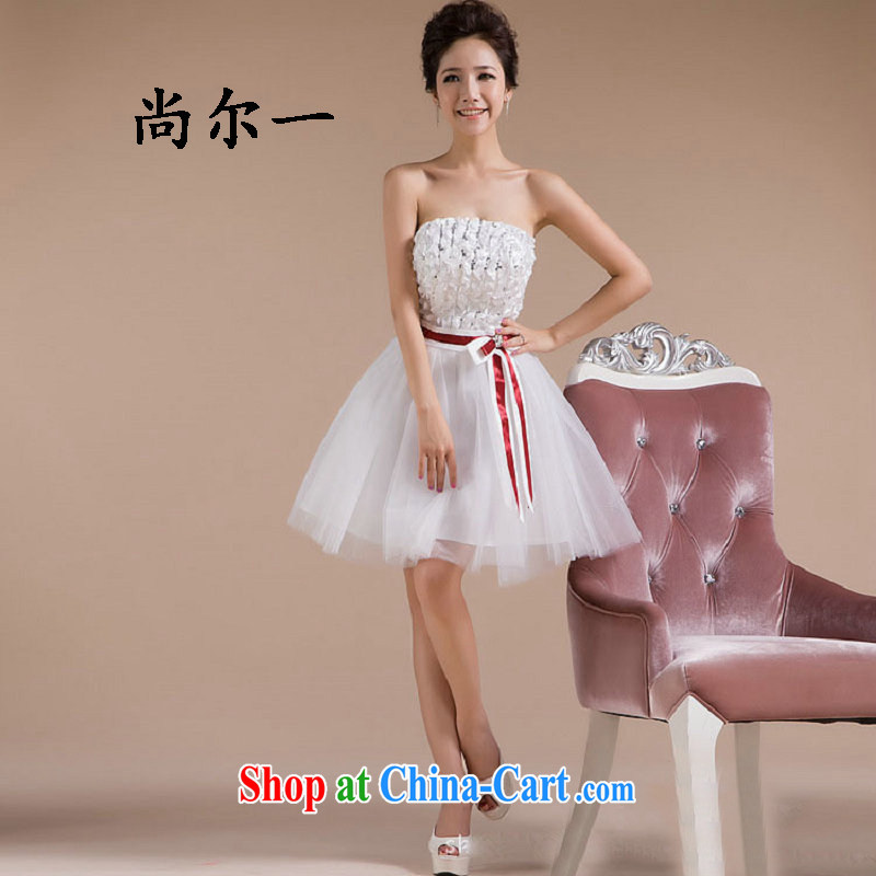 Taiwan's new dress heart-shaped bare chest sweet, with graceful and elegant small dress XS 2277 white XXL